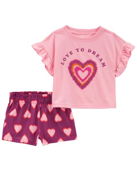 2-Piece Love To Dream Heart Loose Fit Pajama Set