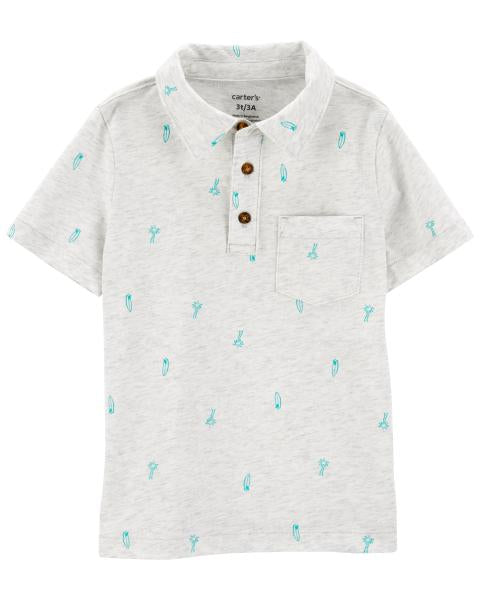 Palm Print Polo Shirt