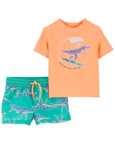 Carters 2-Piece Dinosaur Rashguard Swim Set