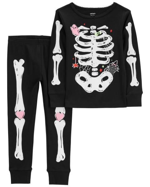 2-Piece Glow Skeleton 100% Snug Fit Cotton Pajamas