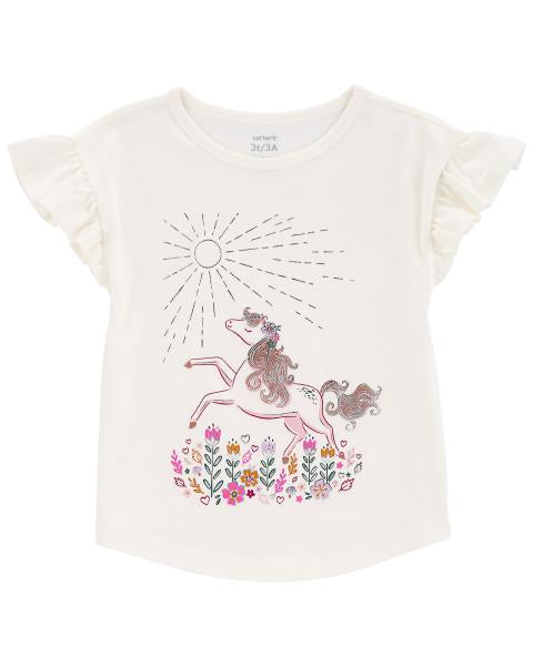 Floral Horse Flutter Tee