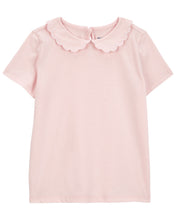 Cargar imagen en el visor de la galería, Scalloped Collar Short-Sleeve Top - Pink
