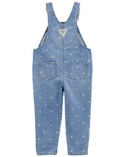 Cargar imagen en el visor de la galería, Heart-Print Knit Denim Overalls - Blue

