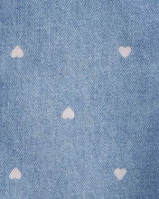 Cargar imagen en el visor de la galería, Heart-Print Knit Denim Overalls - Blue
