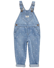 Cargar imagen en el visor de la galería, Heart-Print Knit Denim Overalls - Blue
