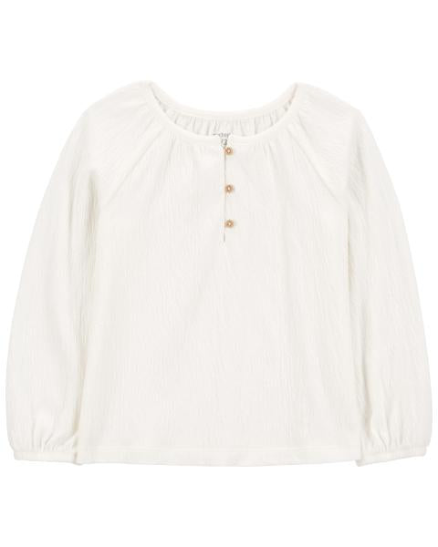 Gauze Long-Sleeve Top - Cream