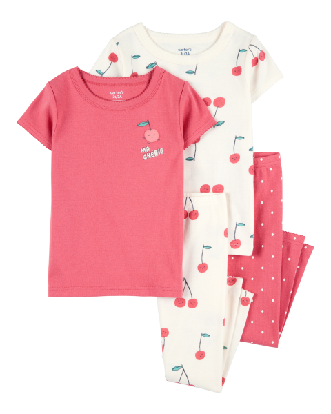 4-Piece Cherry Cotton Pajamas