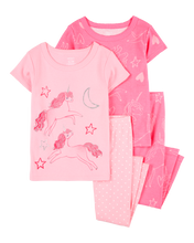 Cargar imagen en el visor de la galería, 4-Piece Unicorn Cotton Pajamas
