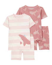 Cargar imagen en el visor de la galería, Whale Striped Snug Fit Cotton 4-Piece Pajamas
