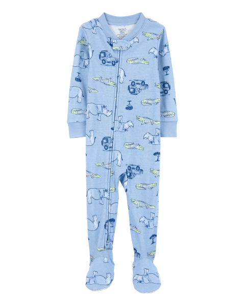 1-Piece Safari Cotton Footie Pajamas