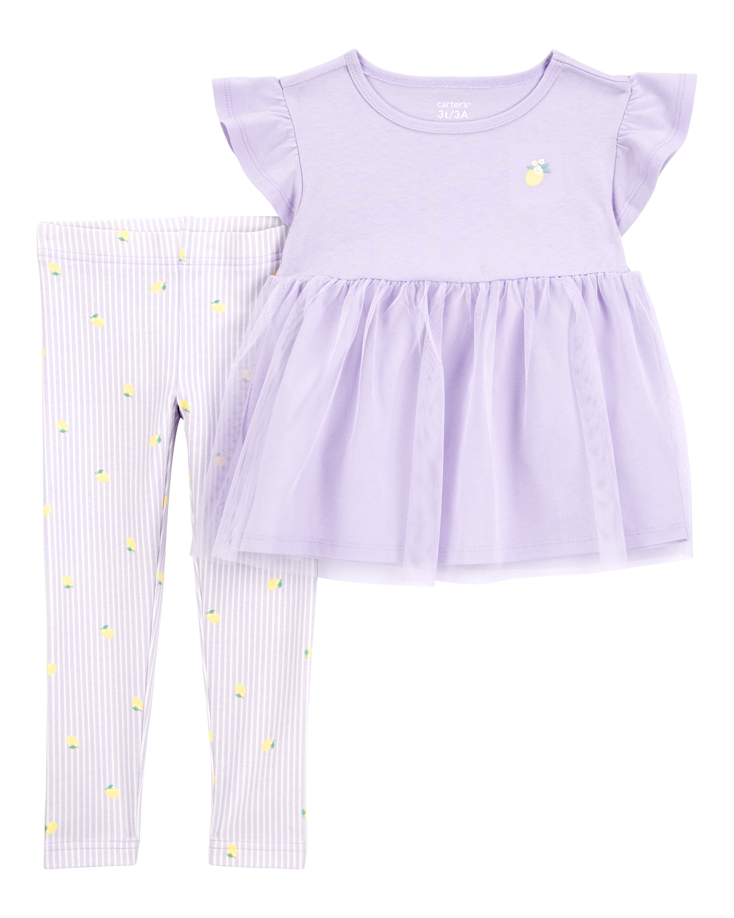 2-Piece Lemon Tulle Top & Legging Set