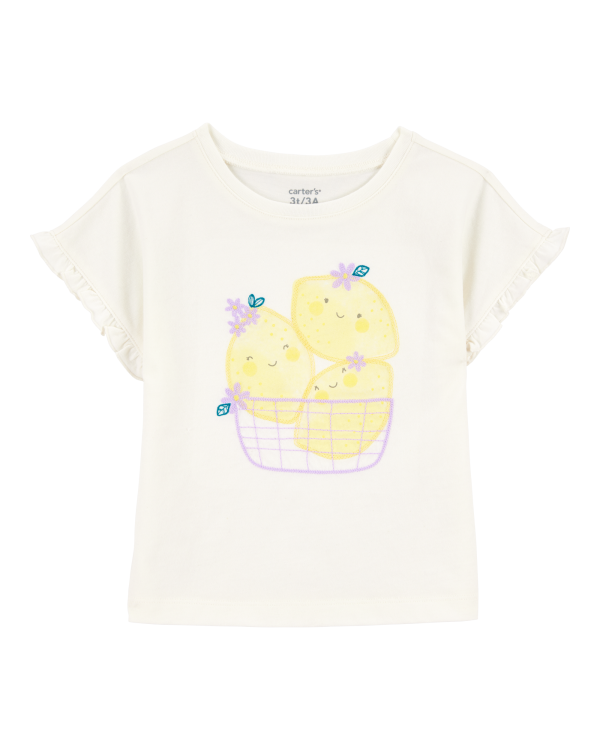 Lemon Short-Sleeve Fashion Top - Cream