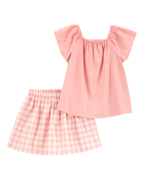 2-Piece Gingham Skort Outfit Set