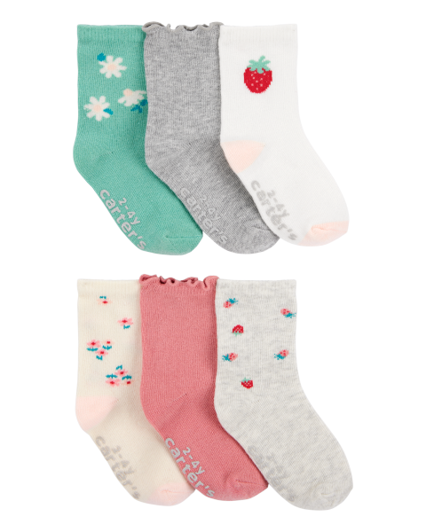 6-Pack Berry Floral Socks