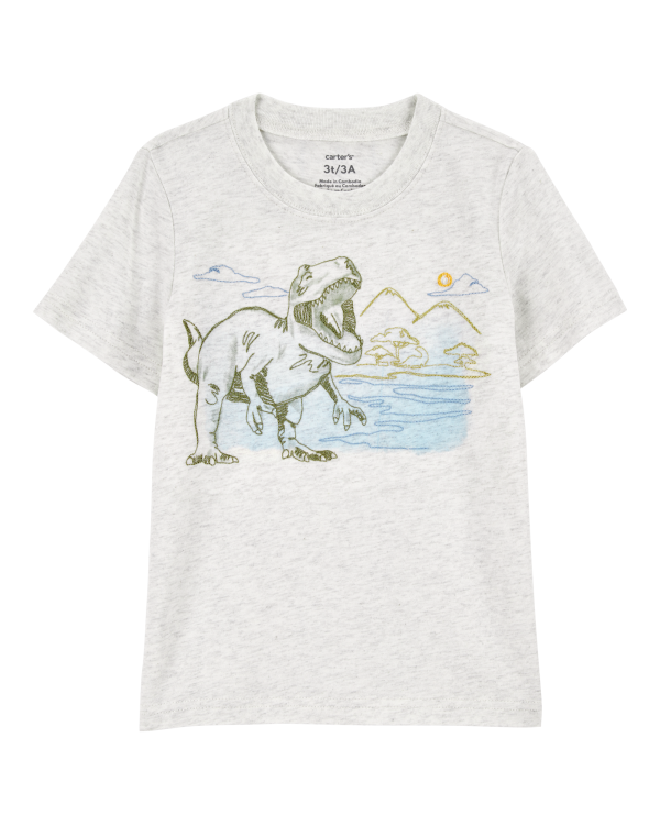 Dinosaur Knit Short-Sleeve Tee - Gray