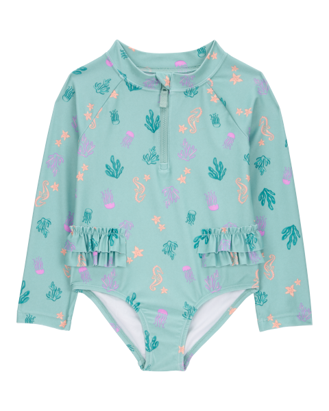 1-Piece Coral Print Rashguard