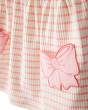 Cargar imagen en el visor de la galería, Bows Striped Short-Sleeve Dress - Pink/White
