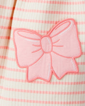 Cargar imagen en el visor de la galería, Bows Striped Short-Sleeve Dress - Pink/White
