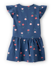 Cargar imagen en el visor de la galería, Floral Button-Front Flutter Sleeve Dress - Blue
