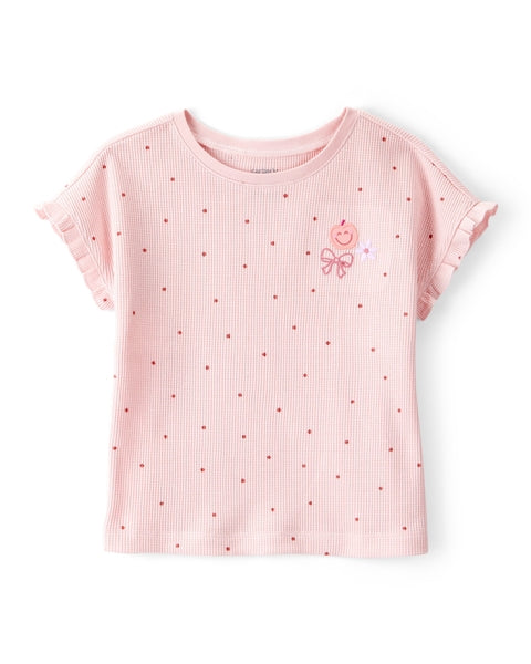 Polka Dot Short-Sleeve Top - Pink