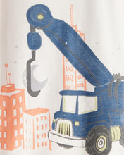 Cargar imagen en el visor de la galería, Construction Print 100% Cotton Long-Sleeve 4-Piece Pajamas - Blue/Navy/White
