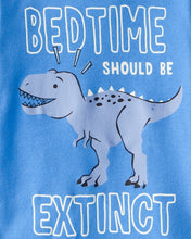 Cargar imagen en el visor de la galería, Dinosaur Print 100% Cotton Long-Sleeve 4-Piece Pajamas - White/Blue
