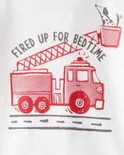 Cargar imagen en el visor de la galería, Firetruck Print 100% Cotton Long-Sleeve 4-Piece Pajamas - Red/White
