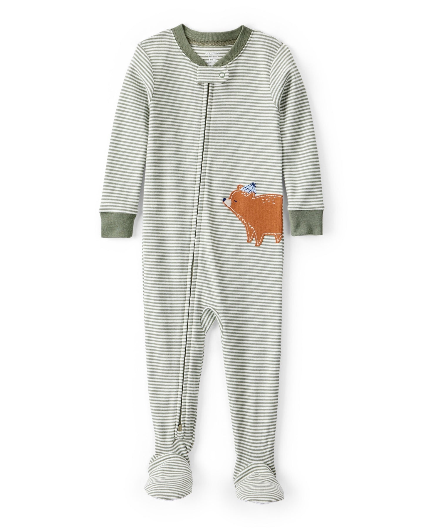 1PC Cotton Ftd Green Stripe Bear