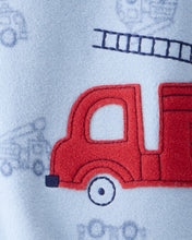 Cargar imagen en el visor de la galería, Firetruck Print Loose Fit Long-Sleeve 2-Way Zip 1-Piece Pajamas - Blue
