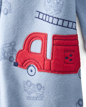 Cargar imagen en el visor de la galería, Firetruck Print Loose Fit Long-Sleeve 2-Way Zip 1-Piece Pajamas - Blue
