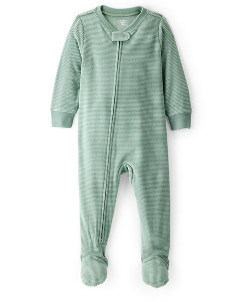 Loose Fit Long-Sleeve 2-Way Zip 1-Piece Pajamas - Green