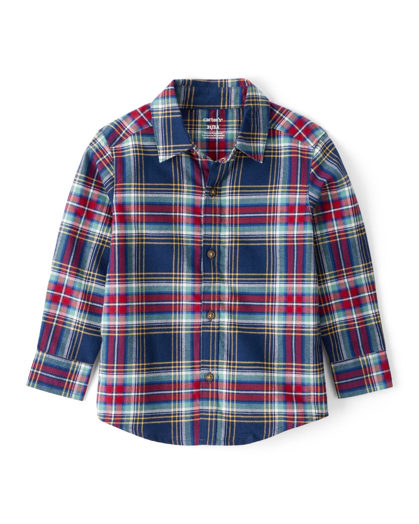 Woven Shirt Green Navy Plaid