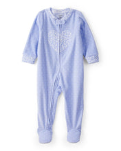 Cargar imagen en el visor de la galería, Heart Polka Dot Print Loose Fit Long-Sleeve 2-Way Zip 1-Piece Pajamas - Blue
