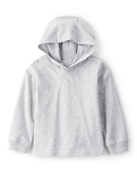 Cotton Long-Sleeve Hooded Top - Grey