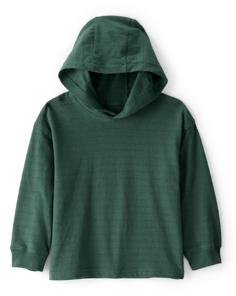 Cotton Long-Sleeve Hooded Top - Green