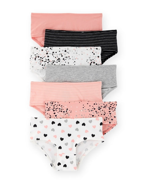 7-Pack Heart Print Brief Underwear - Orange/Black