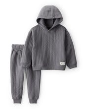Cargar imagen en el visor de la galería, 2-Piece Ribbed Hoodie &amp; Pant Set - Grey
