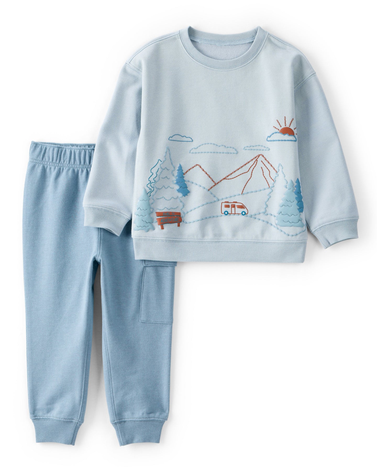 2-Piece DayDream Fleece Mountain Pullover & Pant Set - Blue