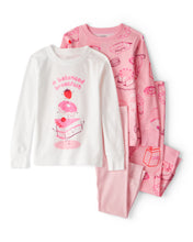 Cargar imagen en el visor de la galería, Desserts 100% Cotton Snug Fit 4-Piece Pajamas - Pink/White
