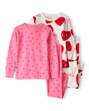 Cargar imagen en el visor de la galería, Cherry &amp; Heart 100% Cotton Long-Sleeve Snug Fit 4-Piece Pajamas - Pink/White
