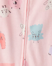 Cargar imagen en el visor de la galería, Monster 100% Cotton Snug Fit 2-way Zip 1-Piece Pajamas - Pink

