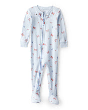 Cargar imagen en el visor de la galería, Butterfly 100% Cotton Long-Sleeve Snug Fit 1-Piece Pajamas - Blue
