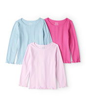 Cargar imagen en el visor de la galería, Toddler Girl 3-Pack Long-Sleeve Tops - Pink/Blue
