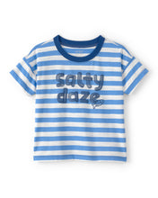 Cargar imagen en el visor de la galería, 'Salty Daze' Striped Graphic Tee - Blue/Ivory
