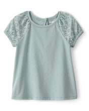 Cargar imagen en el visor de la galería, Eyelet Short-Sleeve Top - Green
