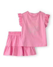 Cargar imagen en el visor de la galería, 2-Piece Floral Top &amp; Skort Set - Pink
