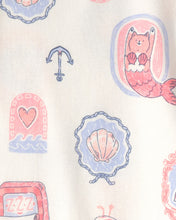 Cargar imagen en el visor de la galería, Mermaid Cat 100% Cotton Snug Fit 4-Piece Pajama Set - Pink/Ivory
