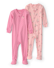 Cargar imagen en el visor de la galería, 2-Pack Strawberry Floral Snug Fit 1-Piece Pajama Set - Pink
