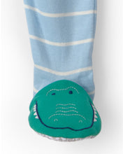 Cargar imagen en el visor de la galería, Alligator Striped 100% Cotton Snug Fit 1-Piece Pajama - Blue
