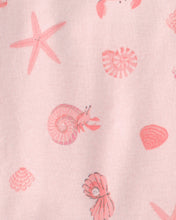 Cargar imagen en el visor de la galería, Seashells 100% Cotton Short-Sleeve Snug Fit 4-Piece Pajama Set - Pink/Orange
